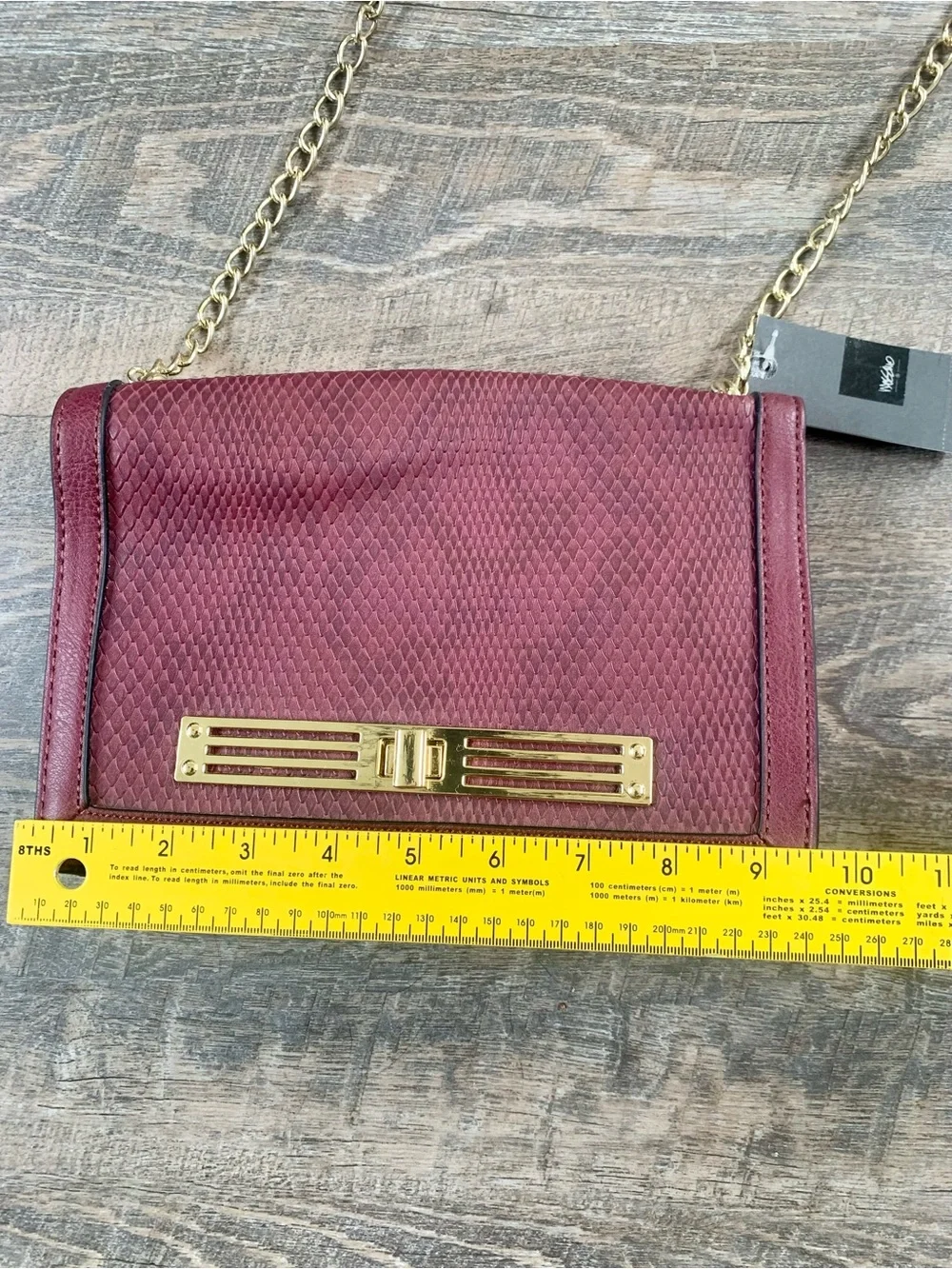 Mossimo Faux Chic Snakeskin Maroon Chain Strap Crossbody Bag NWT